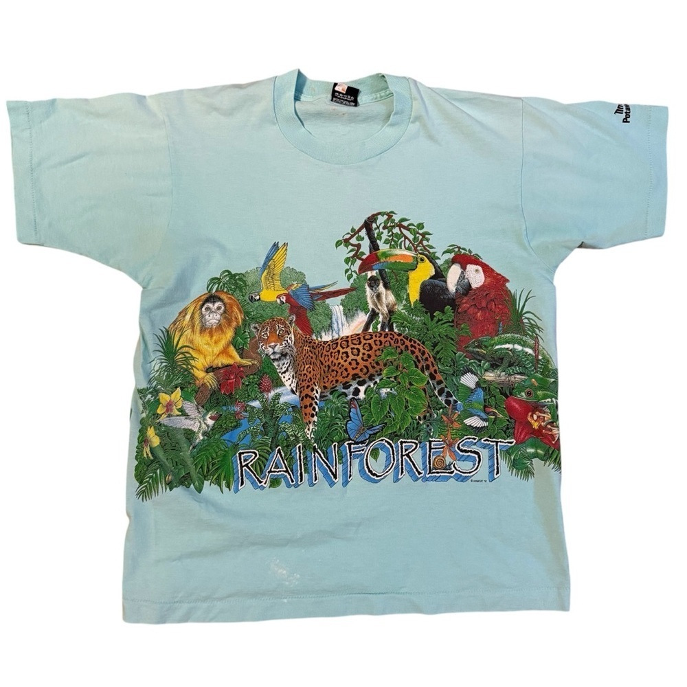 Vintage 1991 Habitat Rainforest Double Sided Looping Shirt Mens Large